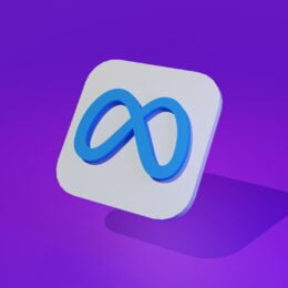 3D meta logo against a purple background