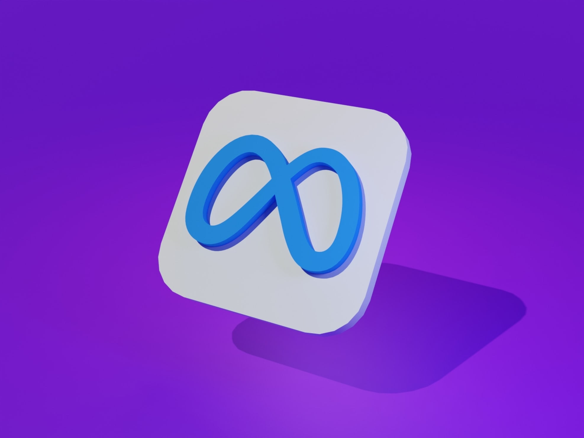 3D meta logo against a purple background