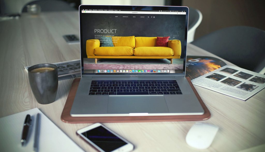 A Macbook with an open browser tab.