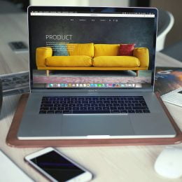 A Macbook with an open browser tab.